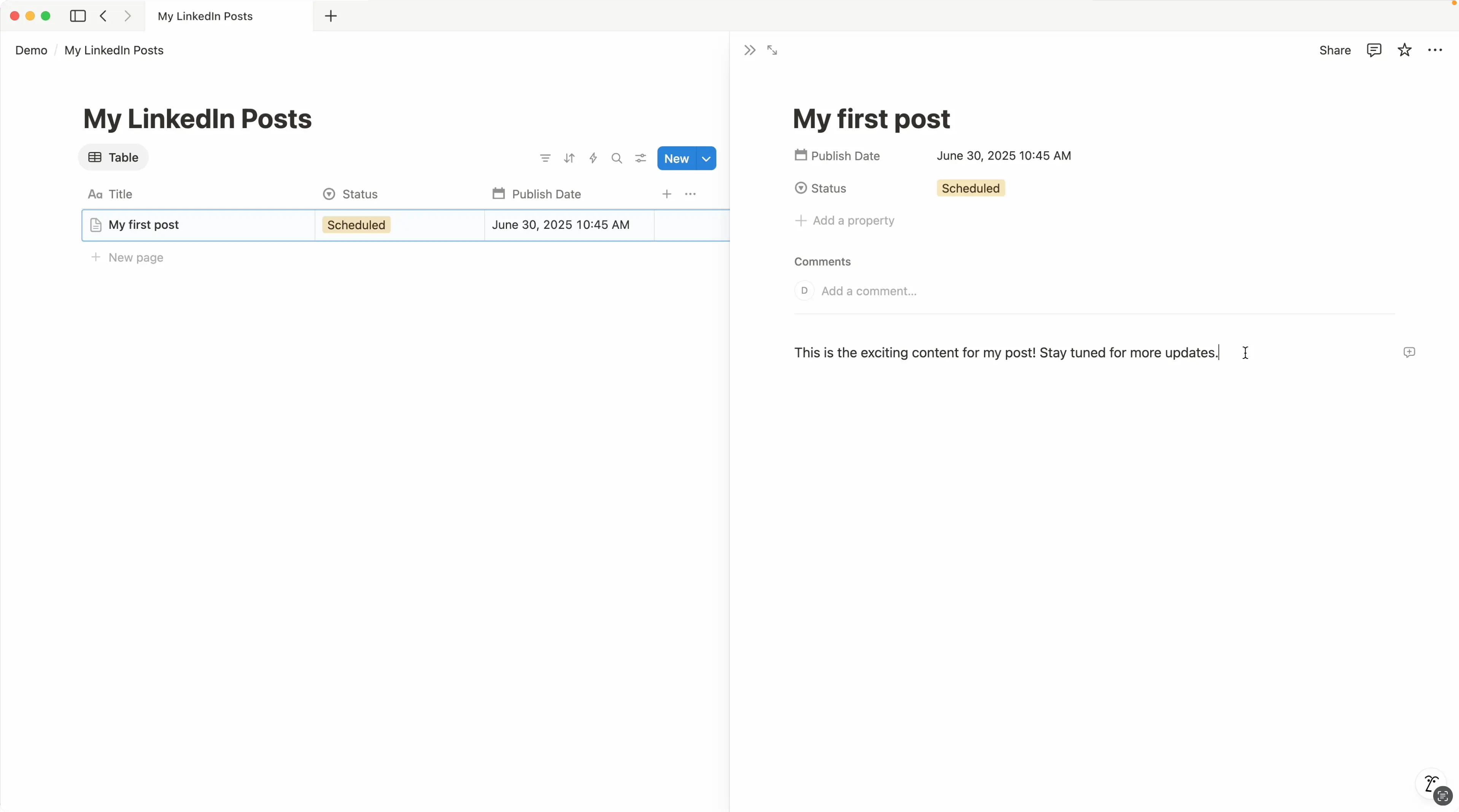 Notion database